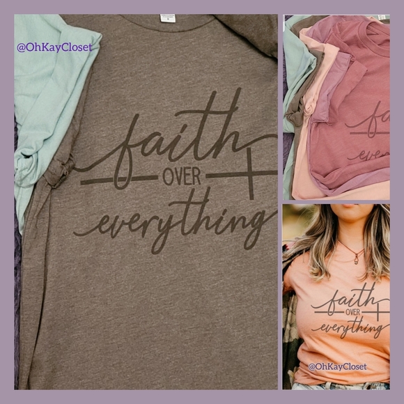 Faith Over Everything Tee Medium Olive green or Large Sage green - Picture 1 of 7
